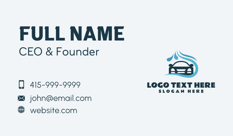 Car Wash Cleaning Business Card