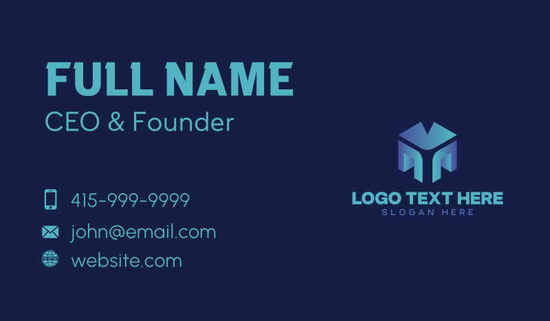 3D Gradient Cube Business Card