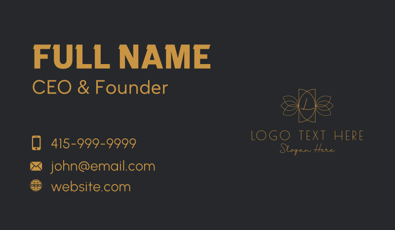 Golden Luxury Letter  Business Card