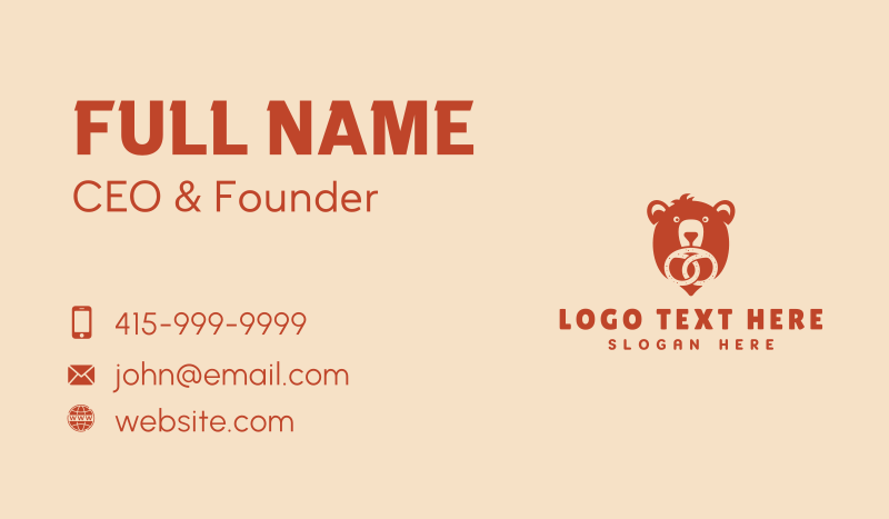 Pretzel Bear Bakery Business Card
