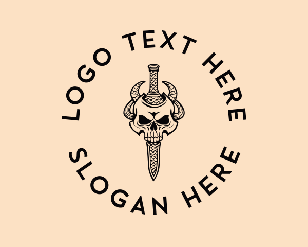 Samurai Sword Skull Logo
